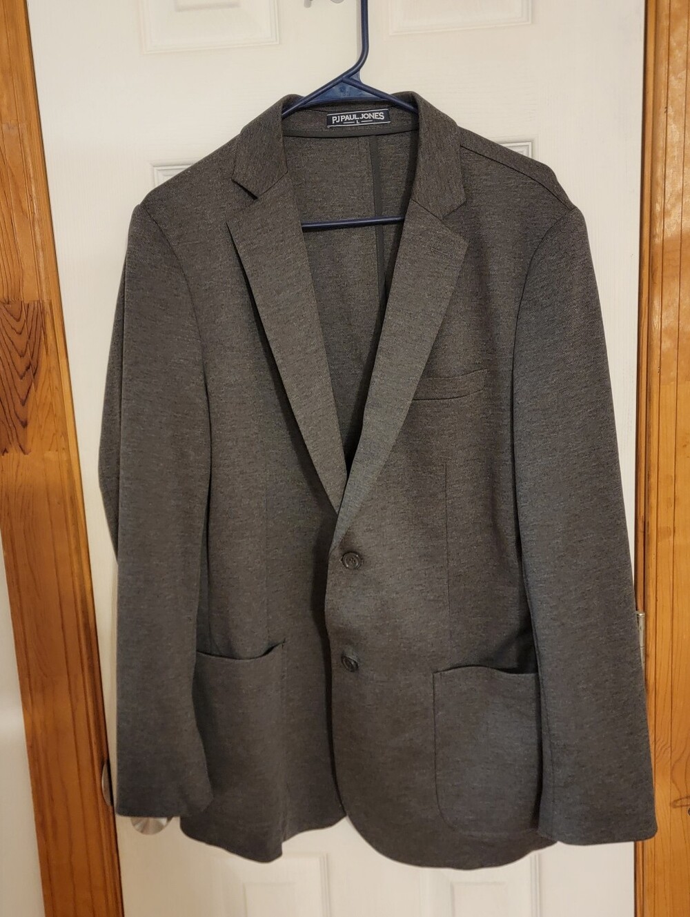 PJ Paul Jones Mens L Charcoal Textured Blazer Jacket Unstructured Preppy